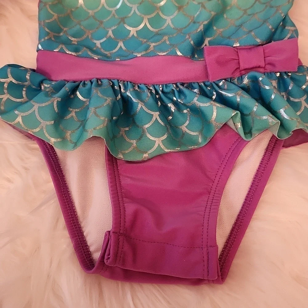Cat & Jack Metallic Mermaid One Piece Swimsuit 18M